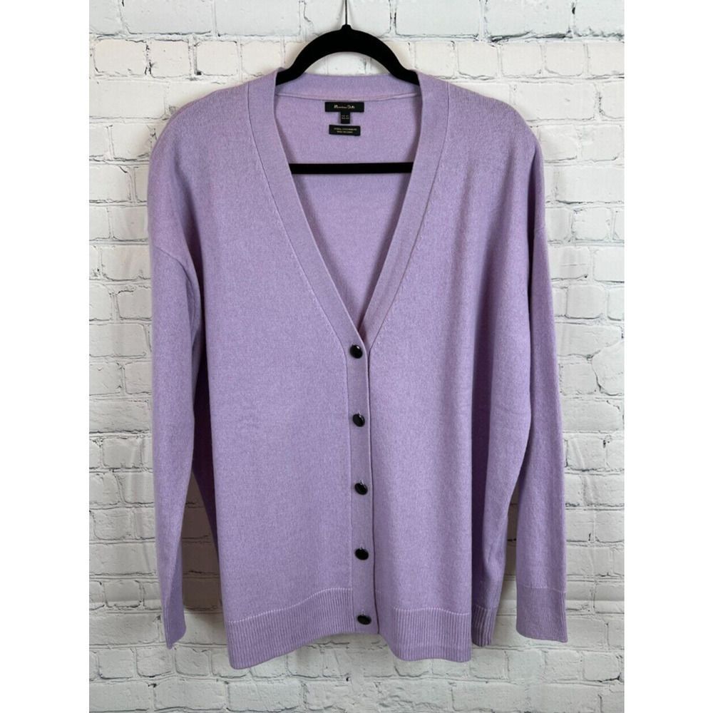 Massimo Dutti Lavender Button-Front V-Neck Cardigan